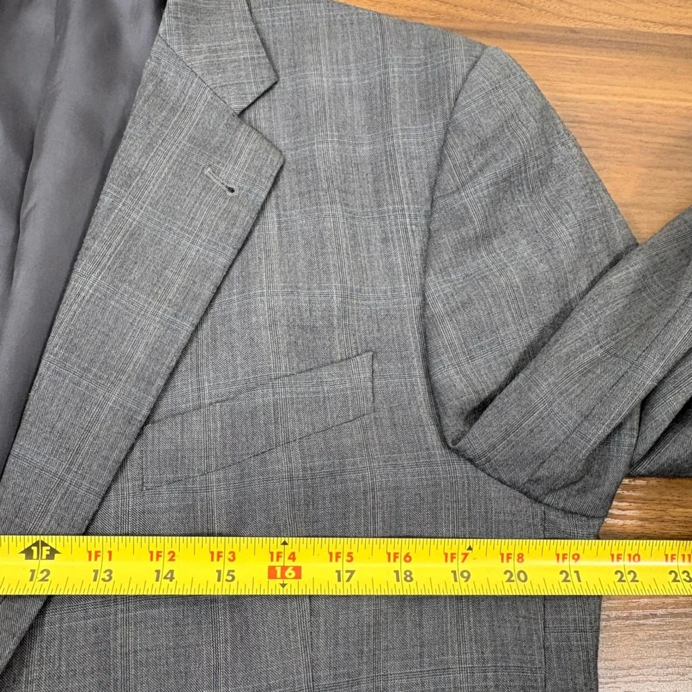 Joseph Abboud Nordstrom Blazer 44R Gray‎ Glen Plaid Wool Sport Coat Professional